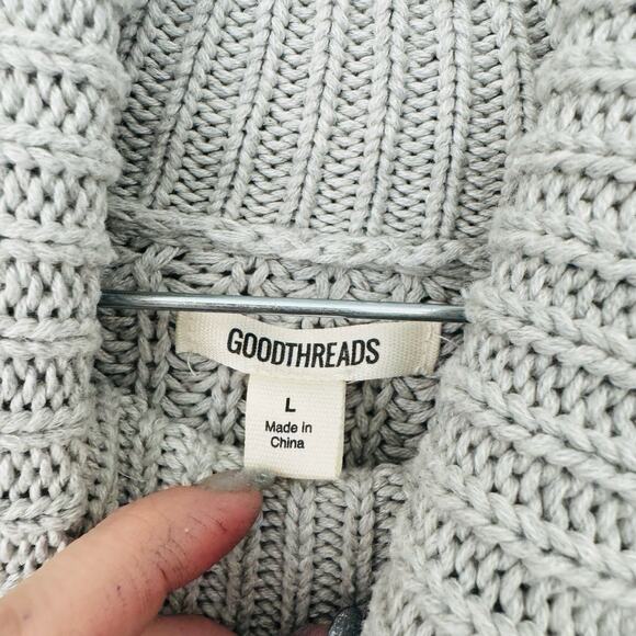 Goodthreads Gray Crochet Turtle Neck Pullover Sweater Women’s Size L - Picture 2 of 7